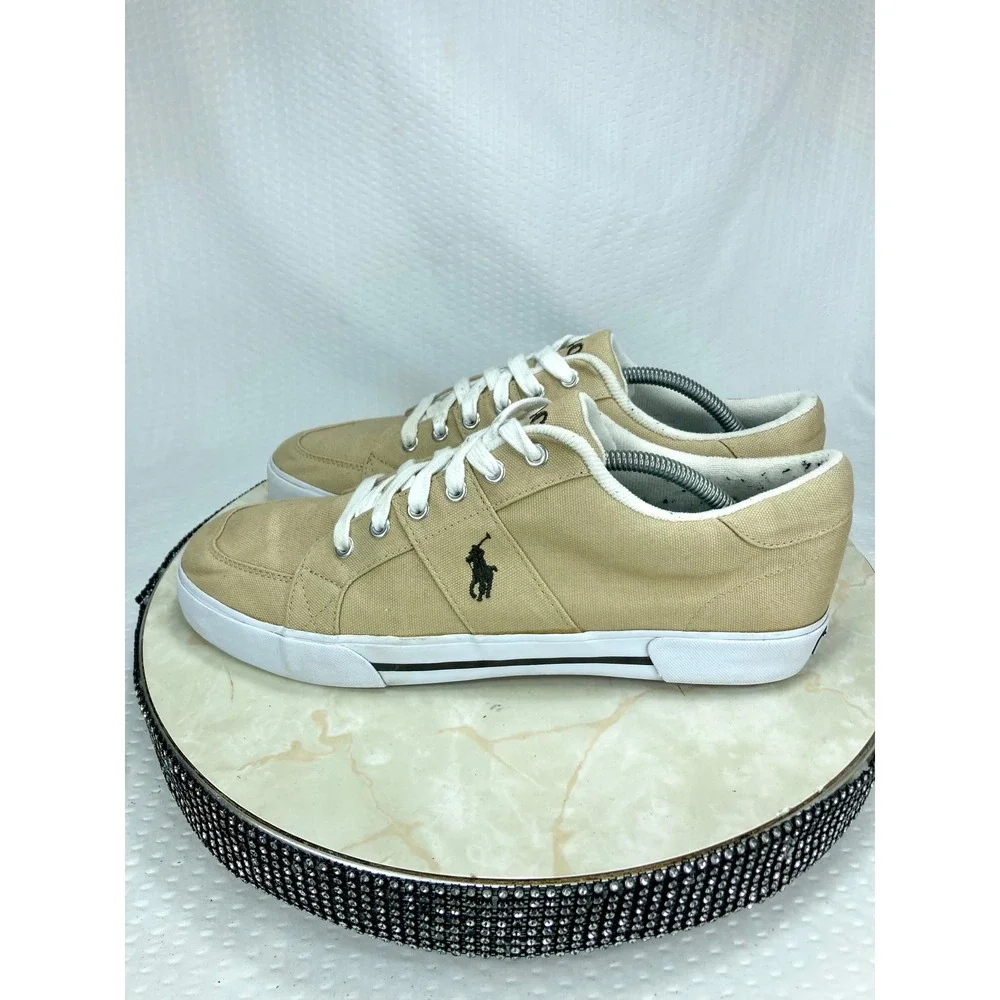 Polo Ralph Lauren Humberto Canvas Shoes Mens 11.5 Tan Low Top Comfort Sneakers